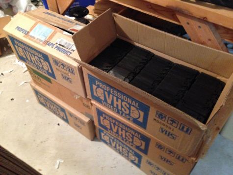 Photo of boxes of VHS cassettes